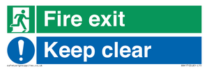 Fire exit Keep clear dual sign